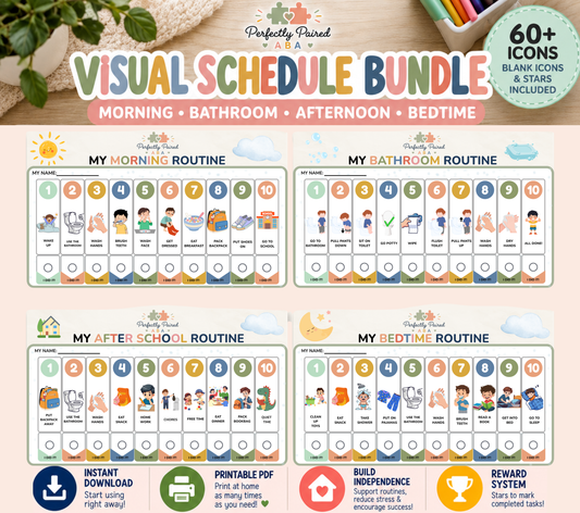 Visual Schedule Bundle for Kids | 5 Routine Boards + 60+ Icons
