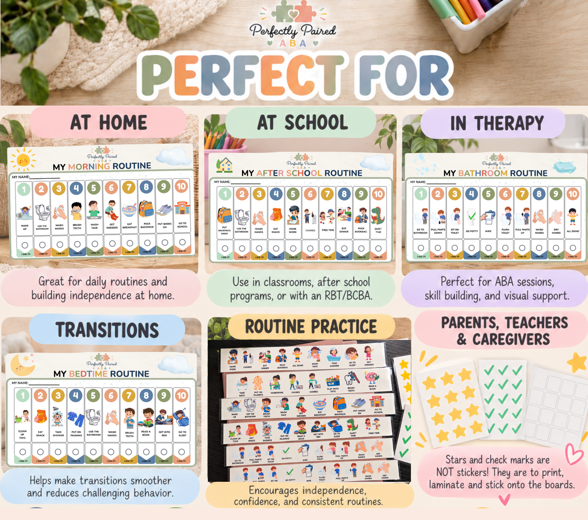 Visual Schedule Bundle for Kids | 5 Routine Boards + 60+ Icons
