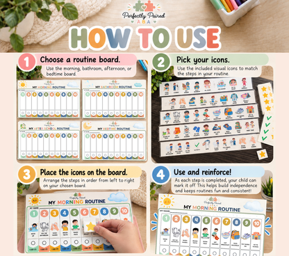 Visual Schedule Bundle for Kids | 5 Routine Boards + 60+ Icons