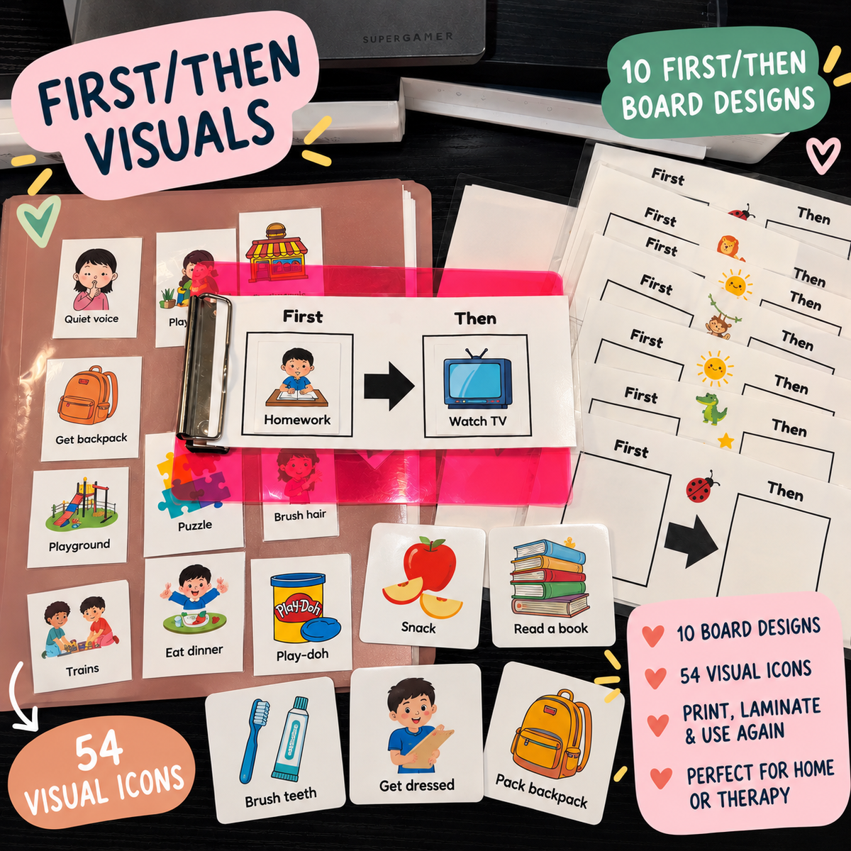 10 printable First Then visual board designs for kids